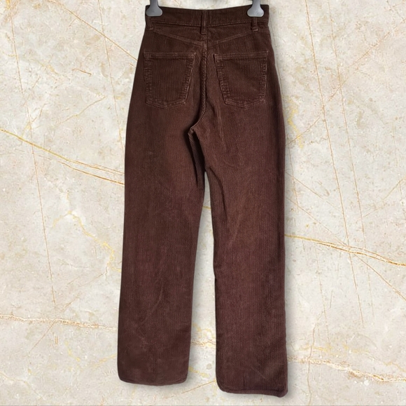 ZARA Women's Brown High Waist Straight Leg Corduroy Pants - Picture 14 of 16